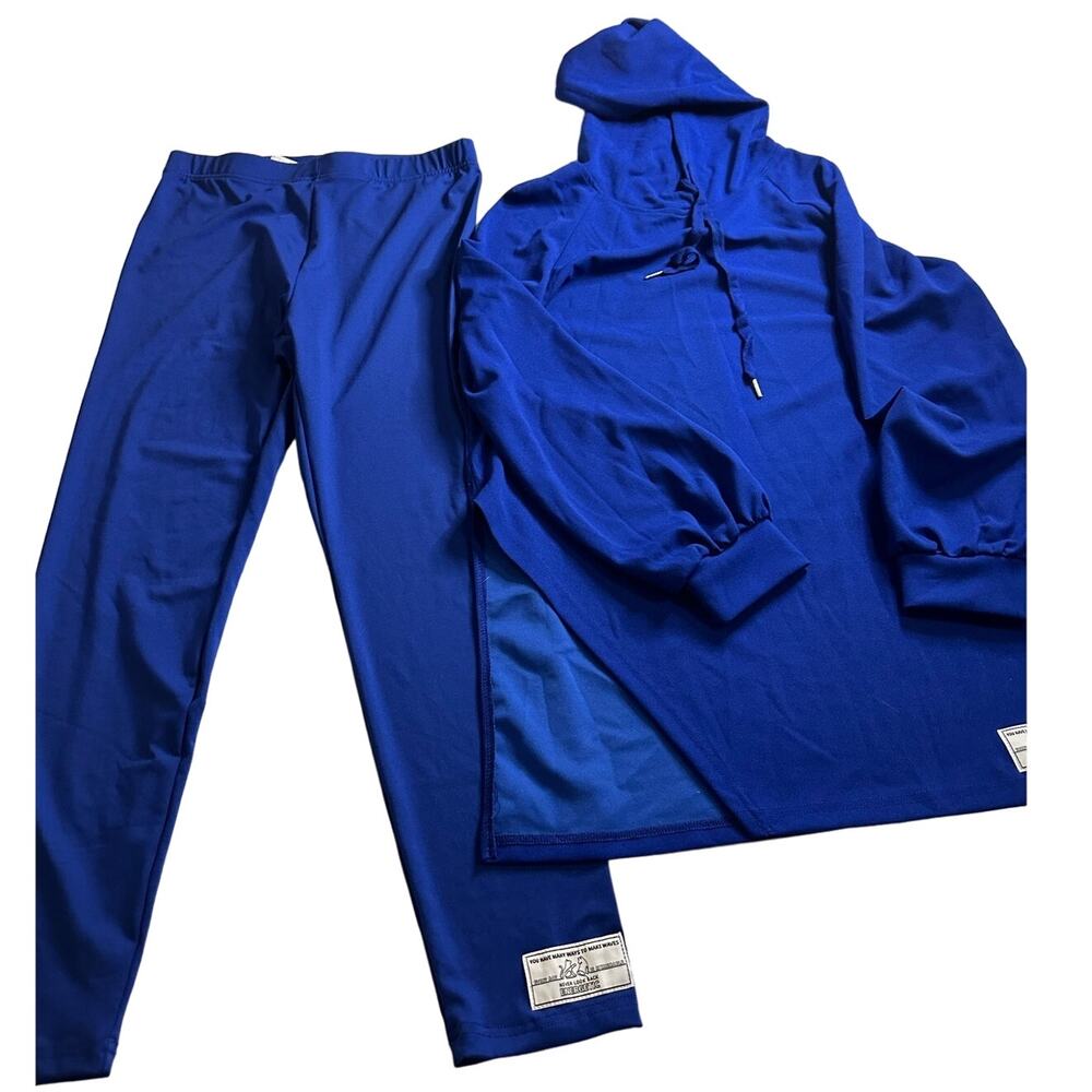 Women L Shein L hoodie legging set long sleeve pants sets Royal blue